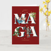 Merry MAGA Christmas Card Custom Message Patriotic Kaart (Gele Bloem)