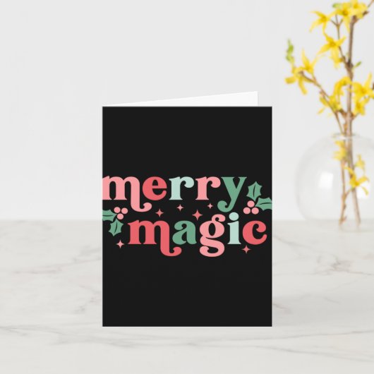 Merry Magic Colorful Holiday Tygraphy  Kaart (Gele Bloem)