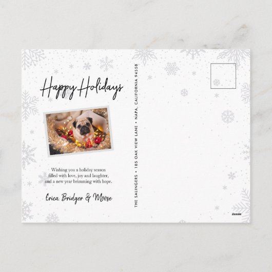 Merry Magic | Foto Snowflake Feestdagenkaart (Achterkant)