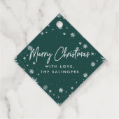 Merry Magic | Kerst van groene en witte sneeuwvlok Bedankjes Labels (Voorkant)