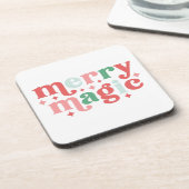Merry Magic - Kleurrijke vakantietypografie Bier Onderzetter (Linkerzijde)
