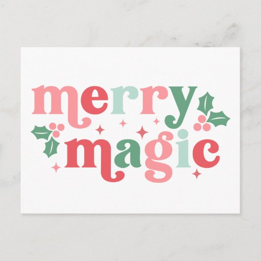 Merry Magic - Kleurrijke vakantietypografie Briefkaart (Voorkant)