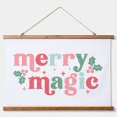 Merry Magic - Kleurrijke vakantietypografie Hangend Wandkleed (Voorkant)