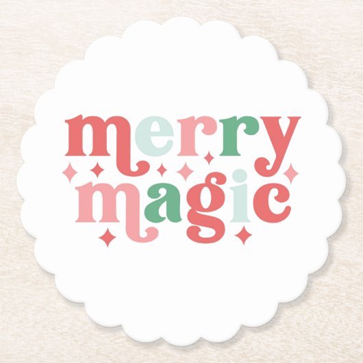Merry Magic - Kleurrijke vakantietypografie Kartonnen Onderzetters (Voorkant)