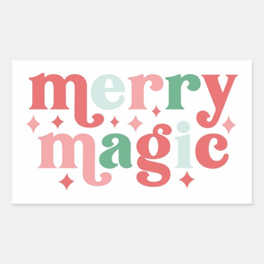 Merry Magic - Kleurrijke vakantietypografie Rechthoekige Sticker (Voorkant)