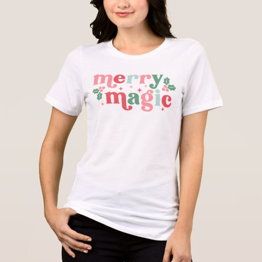 Merry Magic - Kleurrijke vakantietypografie Tri-Blend Shirt (Voorkant)