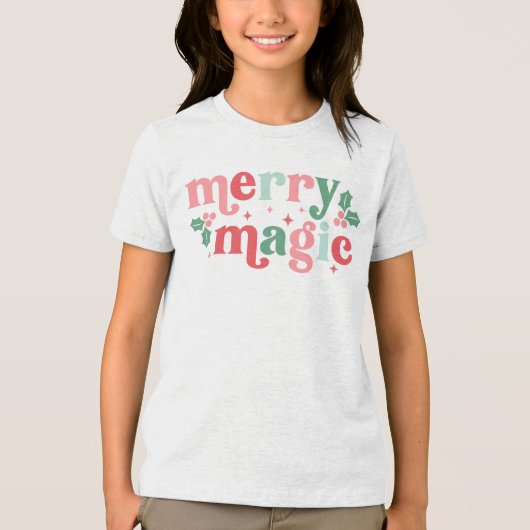 Merry Magic - Kleurrijke vakantietypografie Tri-Blend Shirt (Voorkant)