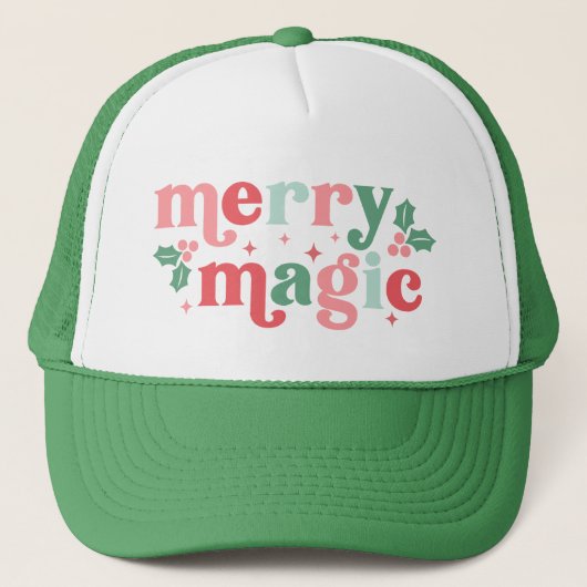 Merry Magic - Kleurrijke vakantietypografie Trucker Pet (Voorkant)