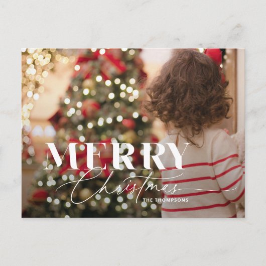 Merry Magic Script Serif Christmas Photo Briefkaar Feestdagenkaart (Voorkant)