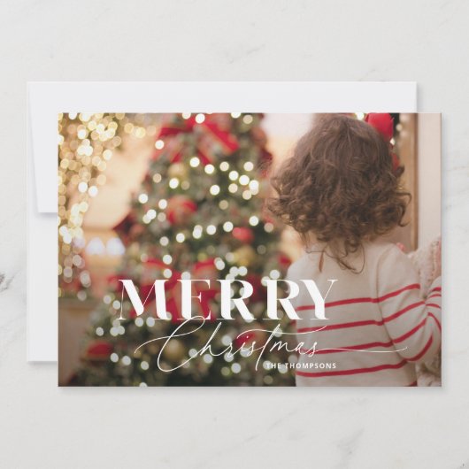 Merry Magic Script & Serif Kerstmis Fotokaart Feestdagenkaart (Voorkant)