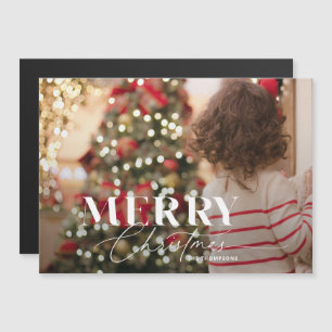 Merry Magic Script & Serif Kerstmis Fotokaart Magnetische Uitnodiging