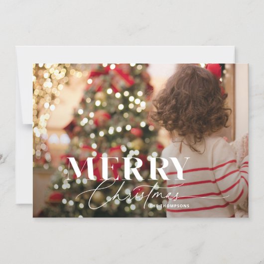 Merry Magic Script & Serif Kerstmis Fotokaart Magnetische Uitnodiging (Voorkant)