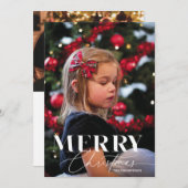 Merry Magic Script Serif Kerstmis Portret Foto Feestdagenkaart (Voorkant / Achterkant)