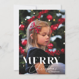 Merry Magic Script Serif Kerstmis Portret Foto Feestdagenkaart