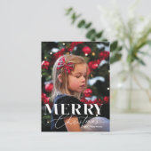Merry Magic Script Serif Kerstmis Portret Foto Feestdagenkaart (Staand voorkant)