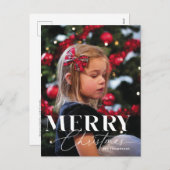 Merry Magic Script Serif Kerstmis Portret Foto Feestdagenkaart (Voorkant / Achterkant)