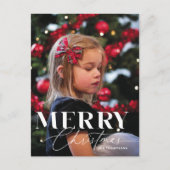 Merry Magic Script Serif Kerstmis Portret Foto Feestdagenkaart (Voorkant)