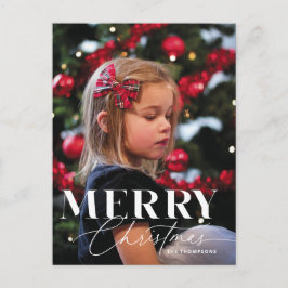 Merry Magic Script Serif Kerstmis Portret Foto Feestdagenkaart