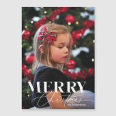 Merry Magic Script Serif Kerstmis Portret Foto Magnetische Uitnodiging (Voorkant)