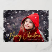 Merry Magic | Snowflake Overlay-out met kerstmis Folie Feestdagenkaart (Voorkant)