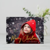 Merry Magic | Snowflake Overlay-out met kerstmis Folie Feestdagenkaart (Staand Voorkant)