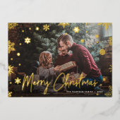 Merry Magic | Snowflake Overlay Photo Christmas Folie Feestdagenkaart (Voorkant)