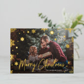 Merry Magic | Snowflake Overlay Photo Christmas Folie Feestdagenkaart (Staand Voorkant)