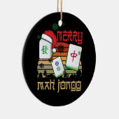 Merry Mah Jong Snowy Christmas Fun-Chinees Joods Keramisch Ornament (Rechts)