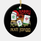 Merry Mah Jong Snowy Christmas Fun-Chinees Joods Keramisch Ornament (Voorkant)