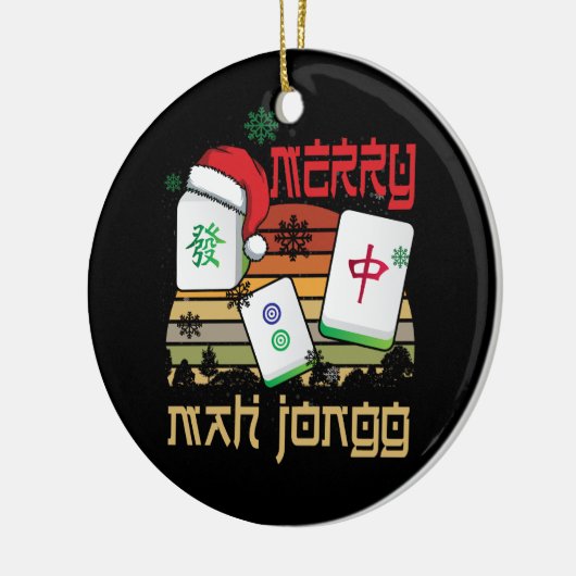 Merry Mah Jong Snowy Christmas Fun-Chinees Joods Keramisch Ornament (Links)