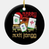 Merry Mah Jong Snowy Christmas Fun-Chinees Joods Keramisch Ornament (Achterkant)