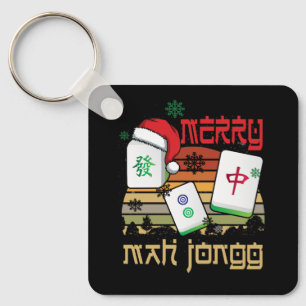 Merry Mah Jong Snowy Christmas Fun-Chinees Joods Sleutelhanger