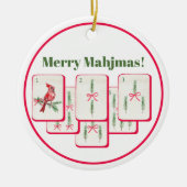 Merry Mahjmas Mahjong Christmas Bam Tiles Keramisch Ornament (Voorkant)