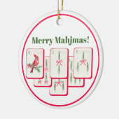Merry Mahjmas Mahjong Christmas Bam Tiles Keramisch Ornament (Links)