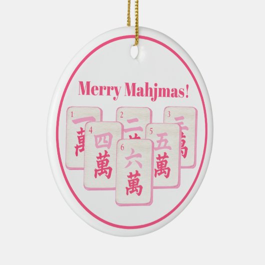 Merry Mahjmas Mahjong Pink & Hot Pink Crak Tiles  Keramisch Ornament (Rechts)