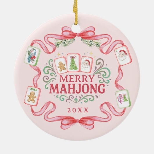 Merry Mahjong | Christmas Keramisch Ornament (Achterkant)