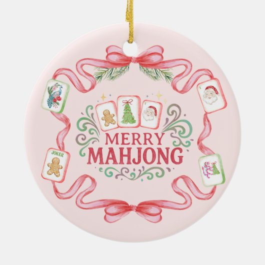 Merry Mahjong | Christmas Keramisch Ornament (Achterkant)