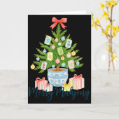Merry Mahjong Christmas Tree Chinoiserie Holiday  Kaart (Gele Bloem)