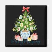 Merry Mahjong Christmas Tree Chinoiserie Holiday  Magneet (Voorkant)