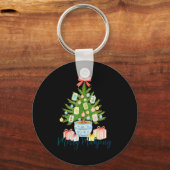 Merry Mahjong Christmas Tree Chinoiserie Holiday Sleutelhanger (Voorkant)