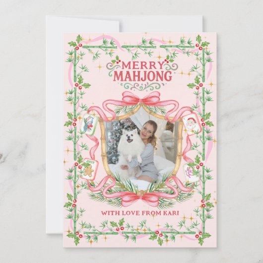 Merry Mahjong Photo Holiday Card Feestdagenkaart (Voorkant)