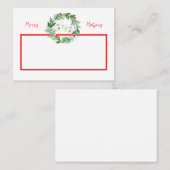 Merry Mahjong Watercolor Christmas Wreath Plaatskaartje (Voorkant / Achterkant)