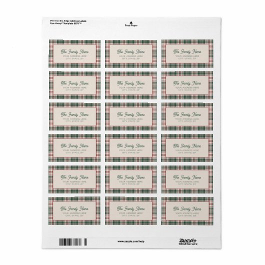 Merry Mail - Plaid Address Label (Full Sheet)