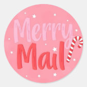 Merry Mail Ronde Sticker (Voorkant)