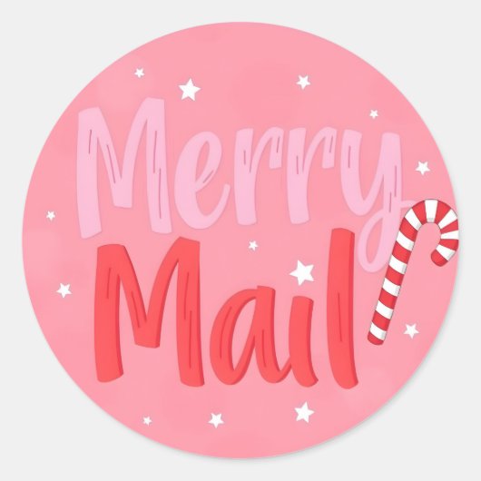Merry Mail Ronde Sticker (Voorkant)