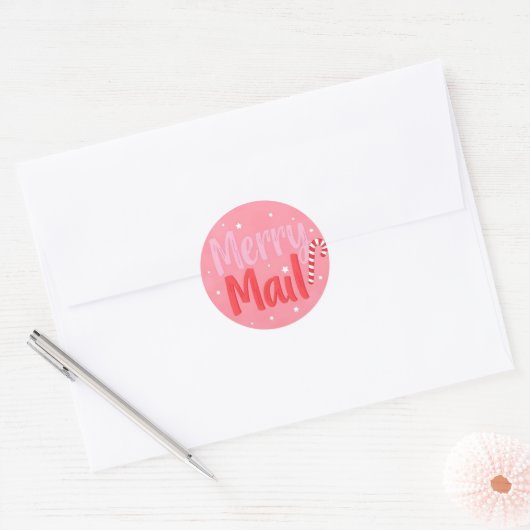 Merry Mail Ronde Sticker (Envelop)
