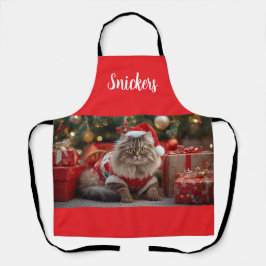 Merry Maine Coon Kattenkerst gepersonaliseerd Schort