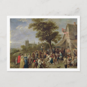 Merry-Making van boeren, c.1650 (olie op canvas) Feestdagenkaart