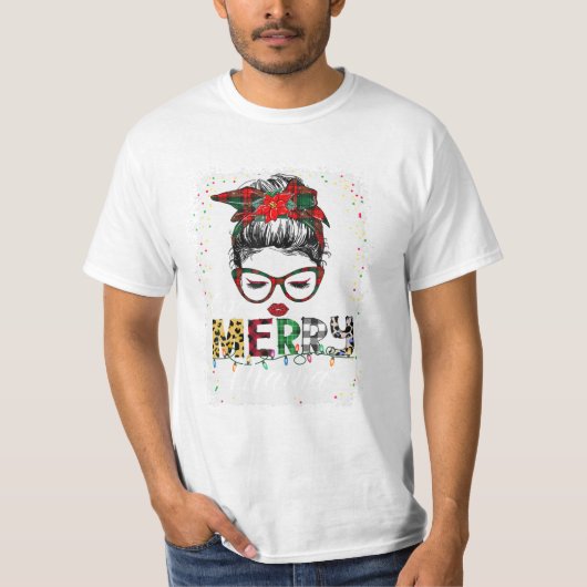 Merry Mama Messy Bun T-shirt (Voorkant)