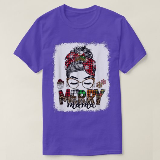 Merry Mama met Kerstmis Bun Reindeer Holi T-shirt (Design voorkant)